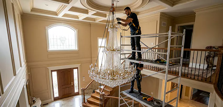 Two-Story Foyer Chandelier Installation in Apollo Beach
